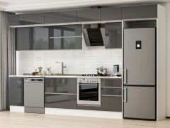 Alvinka 385X240 Cm High Gloss Mutfak Dolabı Mb-E90S45S50-2 High Gloss | Antrasit - Suntalam