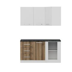 Minar 155Cm Köşe Mutfak Dolabı - Beyaz/Dore K155-D2