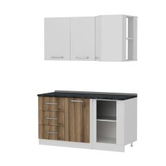 Minar 155Cm Köşe Mutfak Dolabı - Beyaz/Dore K155-D2