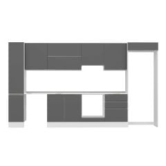 Alvinka 380X222 Cm High Gloss Mutfak Dolabı Mbb-E80B40S60-1 High Gloss | Antrasit - Mdf