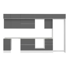 Alvinka 385X240 Cm High Gloss Mutfak Dolabı Mb-E90S45S50-2 High Gloss | Antrasit - Mdf