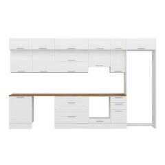 Alvinka 390X240 Cm Klasik Mebran Mutfak Dolabı Beyaz Beyaz Mb-E90S60S40-1 Mebran | Beyaz - Suntalam