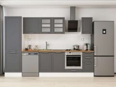 Alvinka 310X210 Cm Klasik Mebran Mutfak Dolabı Mb-E90B60S40-3 Mebran | Antrasit - Mdf