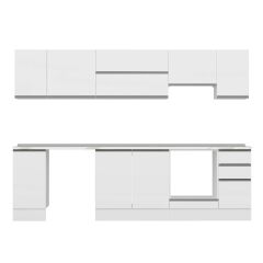 Alvinka 280X210 Cm High Gloss Mutfak Dolabı M-E80S40S40-1 High Gloss | Beyaz - Suntalam