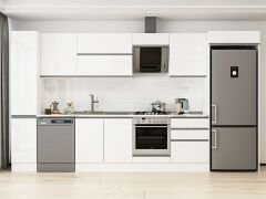 Alvinka 380X222 Cm High Gloss Mutfak Dolabı Mbb-E80B40S60-2 High Gloss | Beyaz - Suntalam