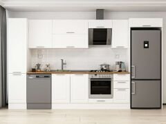 Alvinka 375X222 Cm Klasik Mebran Mutfak Dolabı Mbb-E90B45S40-2 Mebran | Beyaz - Mdf