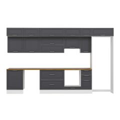 Alvinka 390X240 Cm Klasik Mebran Mutfak Dolabı Beyaz Beyaz Mb-E90S60S40-1 Mebran | Antrasit - Suntalam