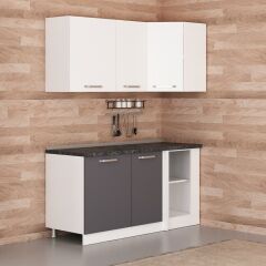 Minar 165Cm Köşe Mutfak Dolabı - Beyaz/Antrasit K165-A1