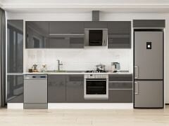Alvinka 380X222 Cm High Gloss Mutfak Dolabı Mbb-E80B40S60-2 High Gloss | Antrasit - Suntalam