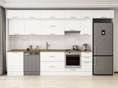 Alvinka 390X240 Cm Klasik Mebran Mutfak Dolabı Beyaz Beyaz Mb-E90S60S40-1 Mebran | Beyaz - Mdf