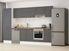 Alvinka 315X210 Cm Klasik Mebran Mutfak Dolabı Mb-E90B60S45-1 Mebran | Antrasit - Suntalam