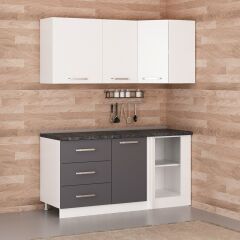 Minar 165Cm Köşe Mutfak Dolabı - Beyaz/Antrasit K165-A2