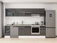 Alvinka 280X210 Cm High Gloss Mutfak Dolabı M-E80S40S40-1 High Gloss | Antrasit - Mdf