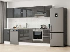 Alvinka 280X210 Cm High Gloss Mutfak Dolabı M-E80S40S40-1 High Gloss | Antrasit - Mdf