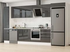 Alvinka 380X222 Cm High Gloss Mutfak Dolabı Mbb-E80B40S60-2 High Gloss | Antrasit - Mdf