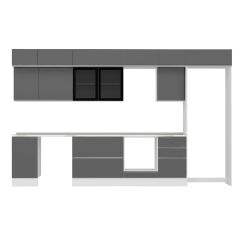 Alvinka 385X240 Cm High Gloss Mutfak Dolabı Mb-E90S45S50-3 High Gloss | Antrasit - Mdf