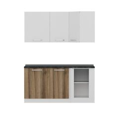 Minar 165Cm Köşe Mutfak Dolabı - Beyaz/Dore K165-D1