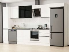 Alvinka 380X222 Cm High Gloss Mutfak Dolabı Mbb-E80B40S60-3 High Gloss | Beyaz - Suntalam