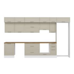 Alvinka 390X240 Cm Klasik Mebran Mutfak Dolabı Beyaz Beyaz Mb-E90S60S40-1 Mebran | Kumtaşı - Mdf