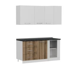 Minar 165Cm Köşe Mutfak Dolabı - Beyaz/Dore K165-D2