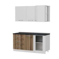 Minar 165Cm Köşe Mutfak Dolabı - Beyaz/Dore K165-D2