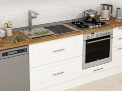 Alvinka 390X240 Cm Klasik Mebran Mutfak Dolabı Beyaz Beyaz Mb-E90S60S40-2 Mebran | Beyaz - Suntalam