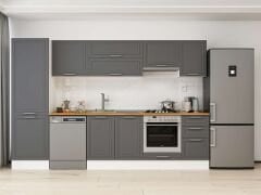 Alvinka 315X210 Cm Klasik Mebran Mutfak Dolabı Mb-E90B60S45-1 Mebran | Antrasit - Mdf