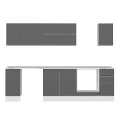 Alvinka 280X210 Cm High Gloss Mutfak Dolabı M-E80S40S40-2 High Gloss | Antrasit - Suntalam