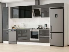 Alvinka 380X222 Cm High Gloss Mutfak Dolabı Mbb-E80B40S60-3 High Gloss | Antrasit - Suntalam