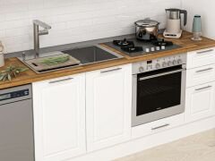 Alvinka 375X222 Cm Klasik Mebran Mutfak Dolabı Mbb-E90B45S40-3 Mebran | Beyaz - Mdf