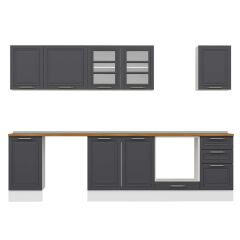 Alvinka 290X210 Cm Klasik Mebran Mutfak Dolabı M-E80S45S45-3 Mebran | Antrasit - Suntalam