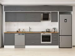 Alvinka 390X240 Cm Klasik Mebran Mutfak Dolabı Beyaz Beyaz Mb-E90S60S40-2 Mebran | Antrasit - Suntalam