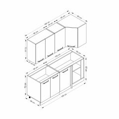 Minar 185Cm Köşe Mutfak Dolabı - Beyaz K185-B2