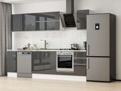 Alvinka 280X210 Cm High Gloss Mutfak Dolabı M-E80S40S40-2 High Gloss | Antrasit - Mdf