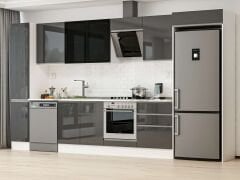 Alvinka 380X222 Cm High Gloss Mutfak Dolabı Mbb-E80B40S60-3 High Gloss | Antrasit - Mdf