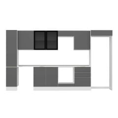 Alvinka 380X222 Cm High Gloss Mutfak Dolabı Mbb-E80B40S60-3 High Gloss | Antrasit - Mdf