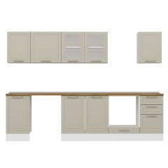 Alvinka 290X210 Cm Klasik Mebran Mutfak Dolabı Beyaz Beyaz M-E80S45S45-3 Mebran | Kumtaşı - Suntalam