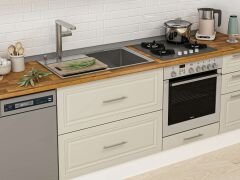 Alvinka 390X240 Cm Klasik Mebran Mutfak Dolabı Beyaz Beyaz Mb-E90S60S40-2 Mebran | Kumtaşı - Suntalam