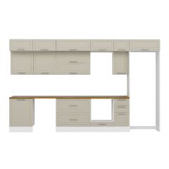 Alvinka 390X240 Cm Klasik Mebran Mutfak Dolabı Beyaz Beyaz Mb-E90S60S40-2 Mebran | Kumtaşı - Suntalam