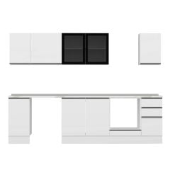 Alvinka 280X210 Cm High Gloss Mutfak Dolabı M-E80S40S40-3 High Gloss | Beyaz - Suntalam