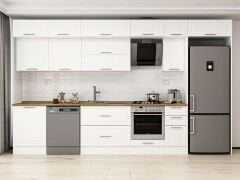 Alvinka 390X240 Cm Klasik Mebran Mutfak Dolabı Beyaz Beyaz Mb-E90S60S40-2 Mebran | Beyaz - Mdf