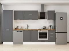 Alvinka 315X210 Cm Klasik Mebran Mutfak Dolabı Mb-E90B60S45-2 Mebran | Antrasit - Suntalam