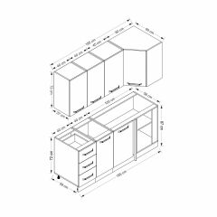 Minar 185Cm Köşe Mutfak Dolabı - Beyaz K185-B4