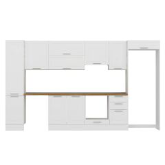 Alvinka 380X222 Cm Klasik Mebran Mutfak Dolabı Mbb-E90B45S45-1 Mebran | Beyaz - Suntalam