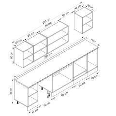 Alvinka 290X210 Cm Klasik Mebran Mutfak Dolabı M-E80S45S45-3 Mebran | Antrasit - Mdf