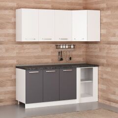 Minar 185Cm Köşe Mutfak Dolabı - Beyaz/Antrasit K185-A1