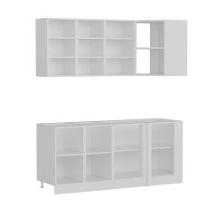 Minar 185Cm Köşe Mutfak Dolabı - Beyaz/Antrasit K185-A1