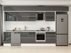 Alvinka 395X240 Cm High Gloss Mutfak Dolabı Mb-E90S45S60-2 High Gloss | Antrasit - Suntalam