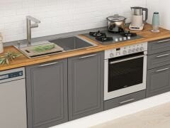 Alvinka 380X222 Cm Klasik Mebran Mutfak Dolabı Mbb-E90B45S45-1 Mebran | Antrasit - Suntalam