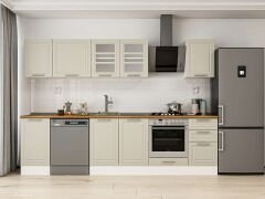 Alvinka 290X210 Cm Klasik Mebran Mutfak Dolabı Beyaz Beyaz M-E80S45S45-3 Mebran | Kumtaşı - Mdf